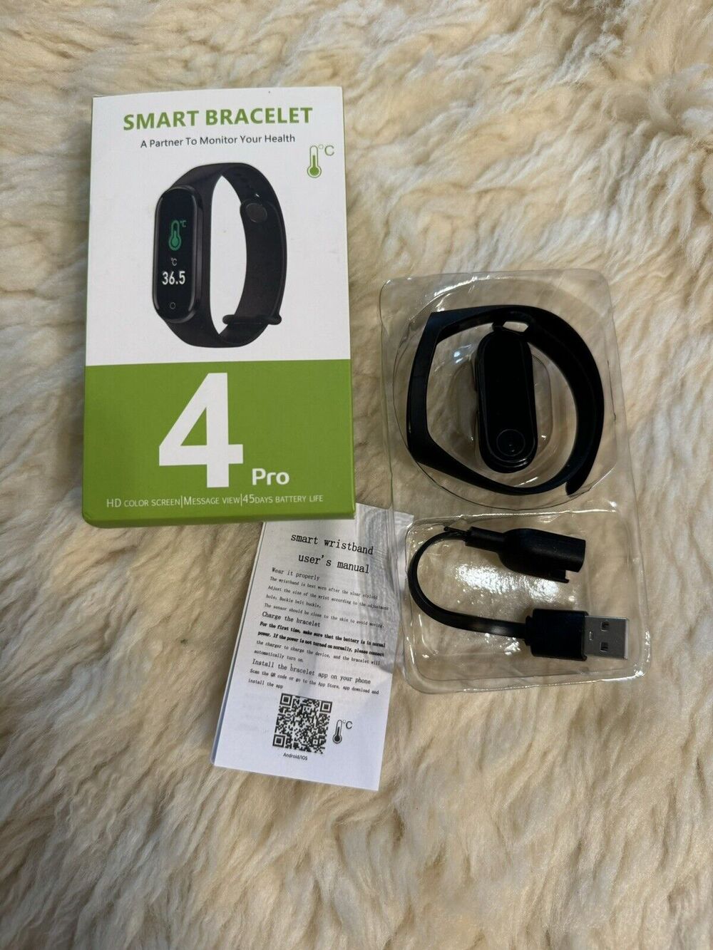 Smart Bracelet 4 Pro HD Color Screen New Untested Health Calories Motion Monitor
